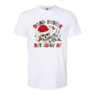 Dead Inside But Jolly Af Funny Skeleton Santa Hat Christmas Gift Softstyle CVC T-Shirt