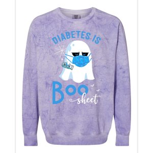 Diabetes Is Boo Sheet Boo Ghost Diabetes Awareness Halloween Gift Colorblast Crewneck Sweatshirt