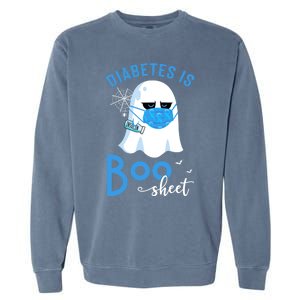 Diabetes Is Boo Sheet Boo Ghost Diabetes Awareness Halloween Gift Garment-Dyed Sweatshirt