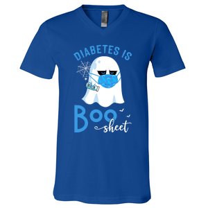 Diabetes Is Boo Sheet Boo Ghost Diabetes Awareness Halloween Gift V-Neck T-Shirt