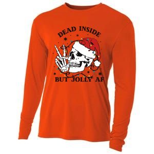 Dead Inside But Jolly Af Funny Christmas Design Gift Cooling Performance Long Sleeve Crew