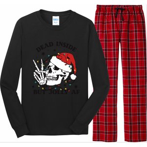 Dead Inside But Jolly Af Funny Christmas Design Gift Long Sleeve Pajama Set