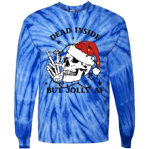 Dead Inside But Jolly Af Funny Christmas Design Gift Tie-Dye Long Sleeve Shirt