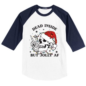 Dead Inside But Jolly Af Funny Christmas Design Gift Baseball Sleeve Shirt