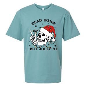 Dead Inside But Jolly Af Funny Christmas Design Gift Sueded Cloud Jersey T-Shirt