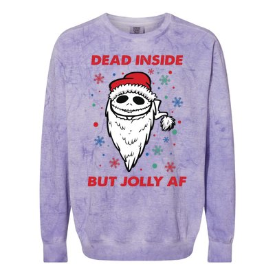 Dead Inside But Jolly Af Christmas Holiday Xmas Jack Colorblast Crewneck Sweatshirt