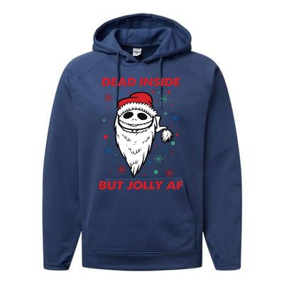 Dead Inside But Jolly Af Christmas Holiday Xmas Jack Performance Fleece Hoodie