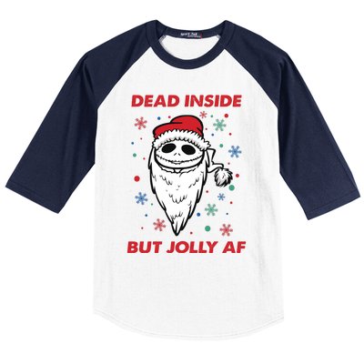 Dead Inside But Jolly Af Christmas Holiday Xmas Jack Baseball Sleeve Shirt