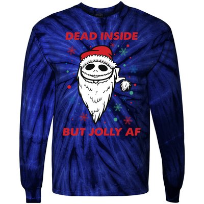 Dead Inside But Jolly Af Christmas Holiday Xmas Jack Tie-Dye Long Sleeve Shirt