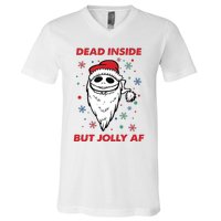 Dead Inside But Jolly Af Christmas Holiday Xmas Jack V-Neck T-Shirt