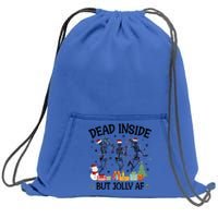 Dead Inside But Jolly Af Dancing Skeleton Graphic Christmas Gift Sweatshirt Cinch Pack Bag