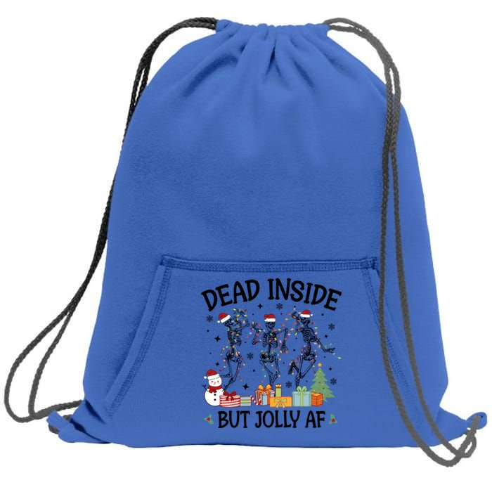 Dead Inside But Jolly Af Dancing Skeleton Graphic Christmas Gift Sweatshirt Cinch Pack Bag