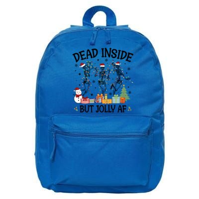 Dead Inside But Jolly Af Dancing Skeleton Graphic Christmas Gift 16 in Basic Backpack