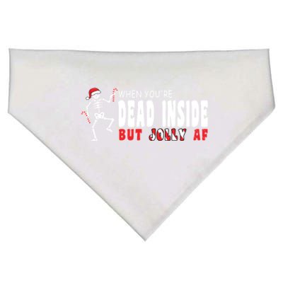 Dead Inside But Jolly Af Funny Christmas Meaningful Gift USA-Made Doggie Bandana