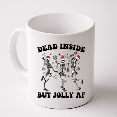 Dead Inside But Jolly Af Dancing Skeletons Merry Xmas Funny Gift Coffee Mug