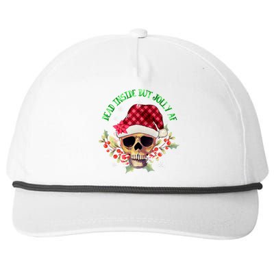 Dead Inside But Jolly Af Funny Christmas Skeleton Sarcastic Cute Gift Snapback Five-Panel Rope Hat