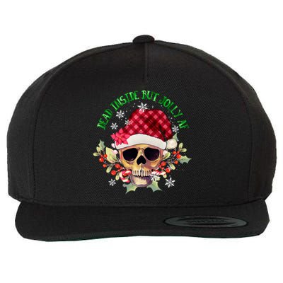 Dead Inside But Jolly Af Funny Christmas Skeleton Sarcastic Cute Gift Wool Snapback Cap