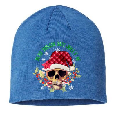 Dead Inside But Jolly Af Funny Christmas Skeleton Sarcastic Cute Gift Sustainable Beanie