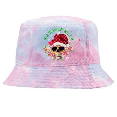 Dead Inside But Jolly Af Funny Christmas Skeleton Sarcastic Cute Gift Tie-Dyed Bucket Hat