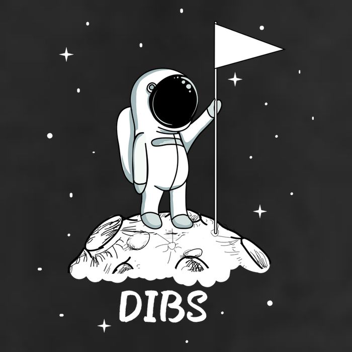 Dibs Flag On Moon Astronaut Garment-Dyed Fleece Hoodie