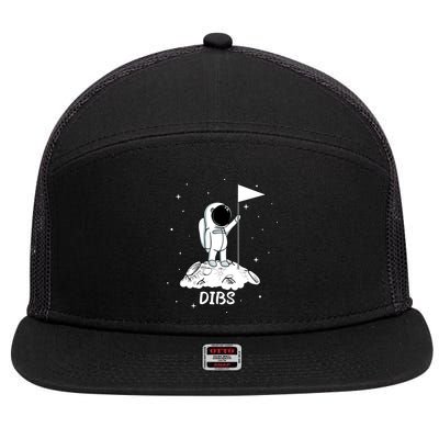 Dibs Flag On Moon Astronaut 7 Panel Mesh Trucker Snapback Hat