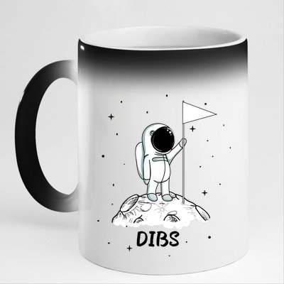 Dibs Flag On Moon Astronaut 11oz Black Color Changing Mug