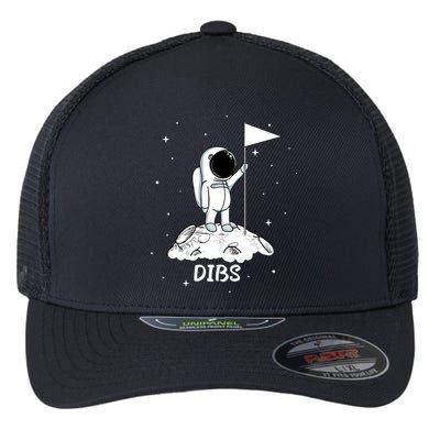 Dibs Flag On Moon Astronaut Flexfit Unipanel Trucker Cap