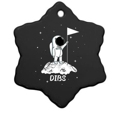 Dibs Flag On Moon Astronaut Ceramic Star Ornament