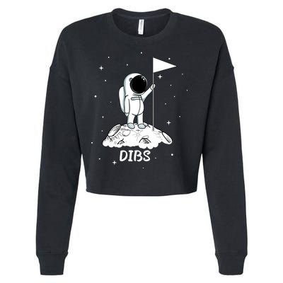 Dibs Flag On Moon Astronaut Cropped Pullover Crew