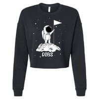 Dibs Flag On Moon Astronaut Cropped Pullover Crew