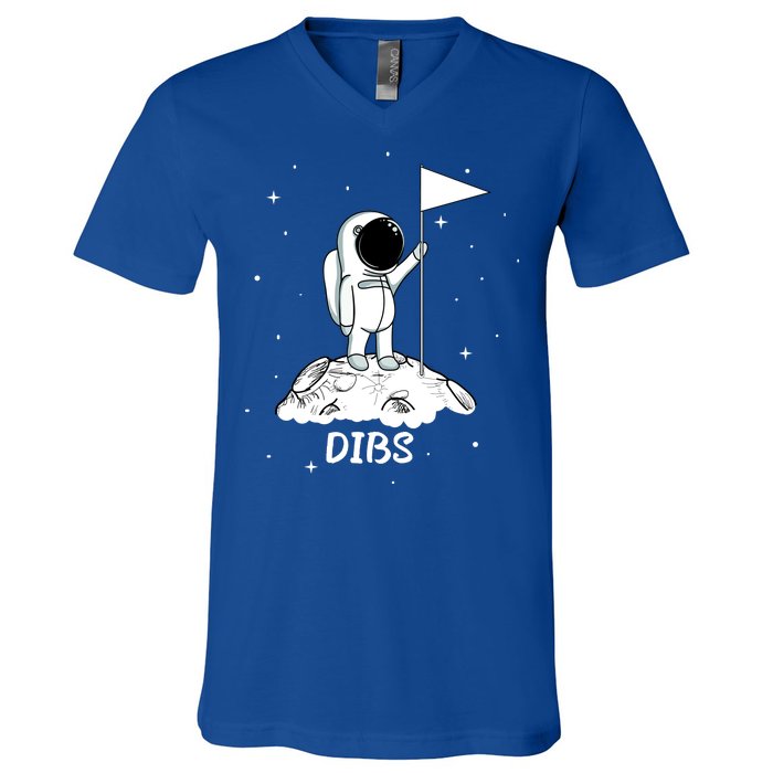 Dibs Flag On Moon Astronaut V-Neck T-Shirt