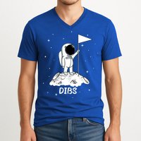 Dibs Flag On Moon Astronaut V-Neck T-Shirt