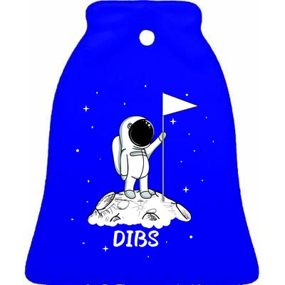 Dibs Flag On Moon Astronaut Ceramic Bell Ornament