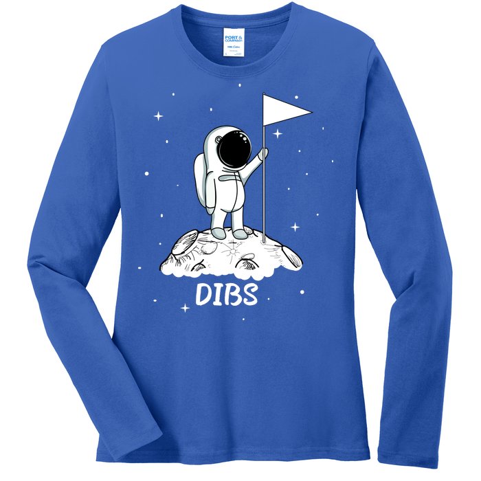 Dibs Flag On Moon Astronaut Ladies Long Sleeve Shirt