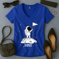 Dibs Flag On Moon Astronaut Women's V-Neck T-Shirt