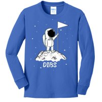 Dibs Flag On Moon Astronaut Kids Long Sleeve Shirt