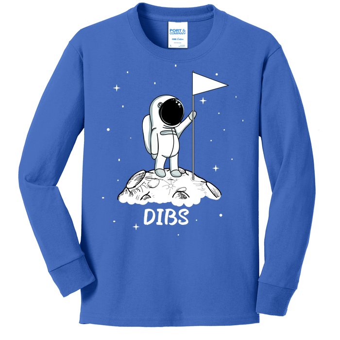 Dibs Flag On Moon Astronaut Kids Long Sleeve Shirt