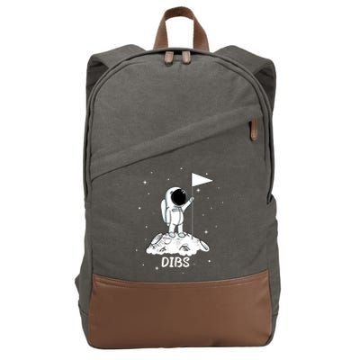 Dibs Flag On Moon Astronaut Cotton Canvas Backpack