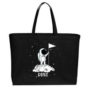 Dibs Flag On Moon Astronaut Cotton Canvas Jumbo Tote