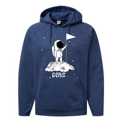 Dibs Flag On Moon Astronaut Performance Fleece Hoodie