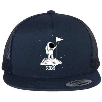 Dibs Flag On Moon Astronaut Flat Bill Trucker Hat