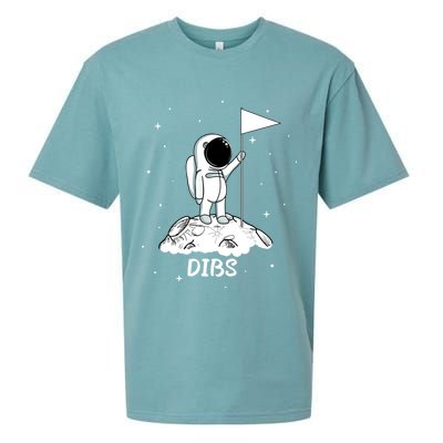 Dibs Flag On Moon Astronaut Sueded Cloud Jersey T-Shirt