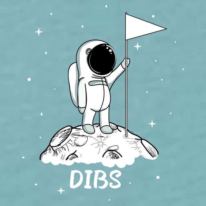 Dibs Flag On Moon Astronaut Sueded Cloud Jersey T-Shirt