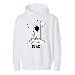 Dibs Flag On Moon Astronaut Garment-Dyed Fleece Hoodie