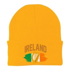 Distressed Ireland Coat Of Arms Harp Flag Knit Cap Winter Beanie