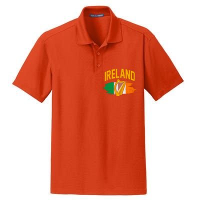 Distressed Ireland Coat Of Arms Harp Flag Dry Zone Grid Polo