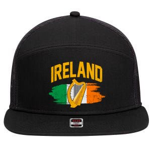 Distressed Ireland Coat Of Arms Harp Flag 7 Panel Mesh Trucker Snapback Hat