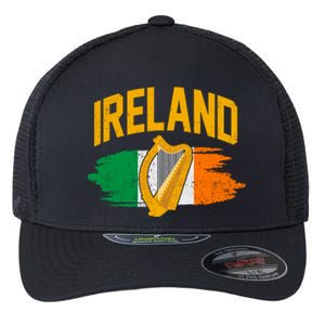 Distressed Ireland Coat Of Arms Harp Flag Flexfit Unipanel Trucker Cap