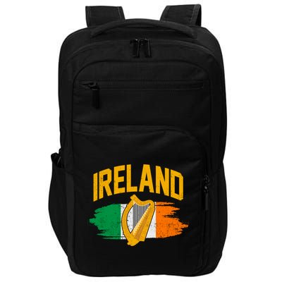 Distressed Ireland Coat Of Arms Harp Flag Impact Tech Backpack