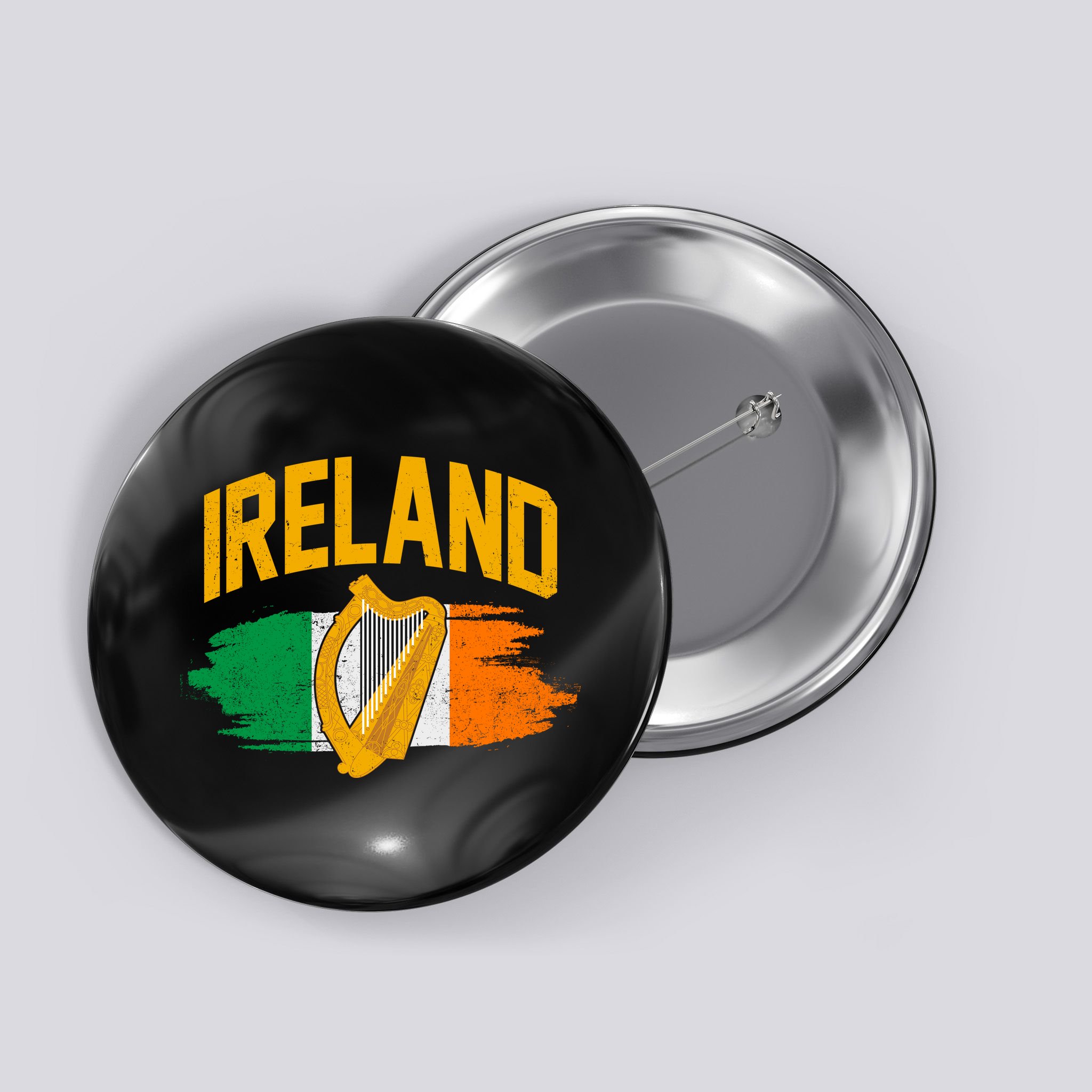 Distressed Ireland Coat Of Arms Harp Flag Button